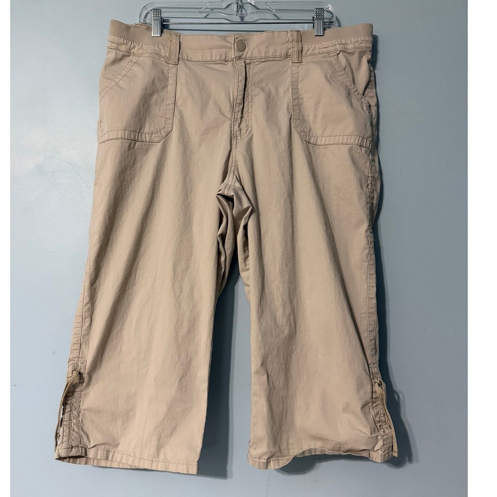 Lee Easy Fit Khaki Capri Pants Women's 18 Medium Tan Cropped Cargo Trousers 2499